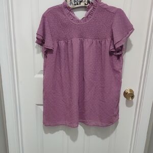 Purple Short Sleeve Blouse